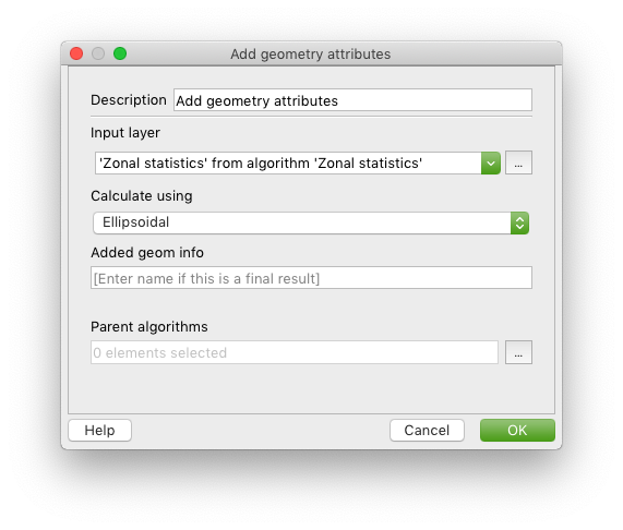 configuration of the add geometry attributes configuration