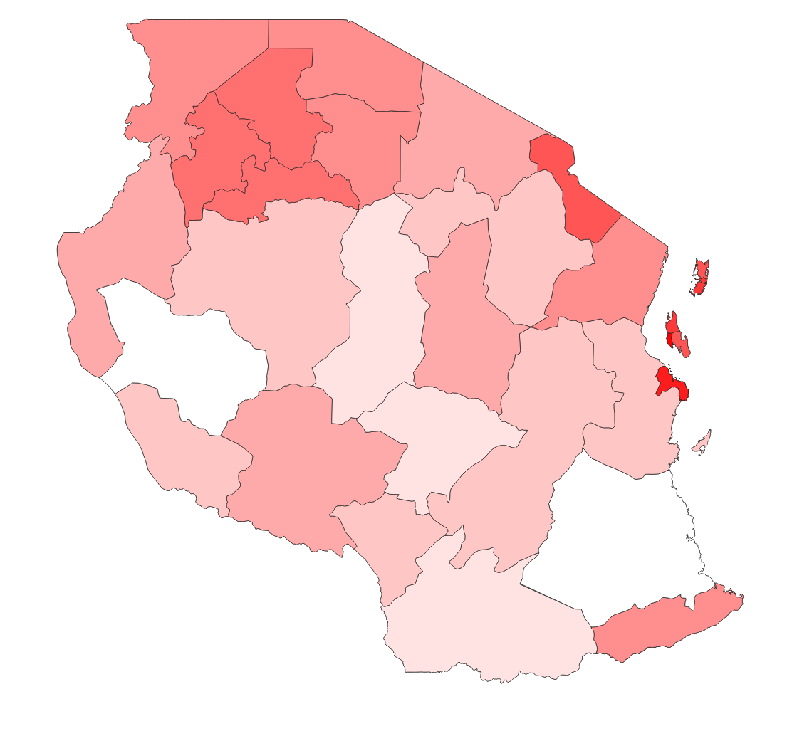 map with result of population density displayed